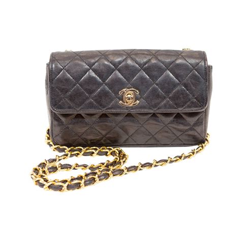 chanel waist bag quilted with chain black|Black Chanel cross body bag.